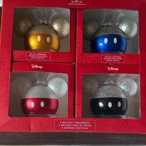 Disney Mickey Mouse Ornament Set - Gold, Silver, Red, Blue